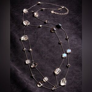 Premier Designs Signed Long Crystal Necklace | 24” + 4” Extender | Y2K